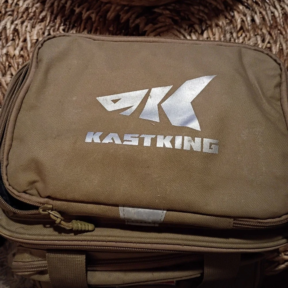 KastKing Fishing Tackle Bag Tan Tactical MOLLE Gear Organizer with Utility Boxes